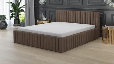 Produktbild von Polsterbett  LOGAN 160x200 mit Matratze und Bettkasten. Farbe: Braun.