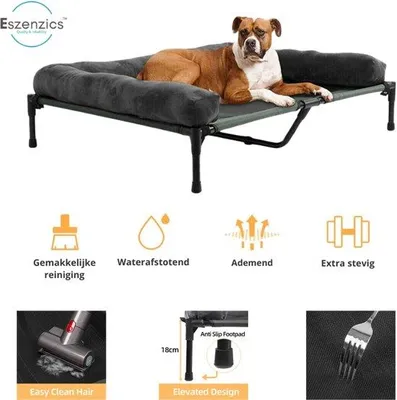 Image de Lit pour chien imperméable L 90 x 70 x 28 cm avec coussin