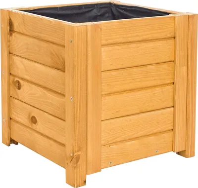 Produktbild von BOGATECO Pflanzkasten Pflanzkübel aus Holz | Blumen-Topf Perfekt für Garten | Imprägniert | Mit Agro-Textil | 39 x 39 x 40 cm | Hellbraun