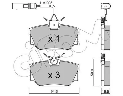 Produktbild von CIFAM Bremsbeläge Satz Hinten Bremsklötze für VW Transporter IV Bus (70B, 70C, 7DB, 7DK, 70J, 70K, 7DC, 7DJ) 822-346-1