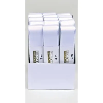 Produktbild von Taftband Meterware in Weiß, 25 mm breit und 15 m lang, für Dekorationen und Bastelarbeiten