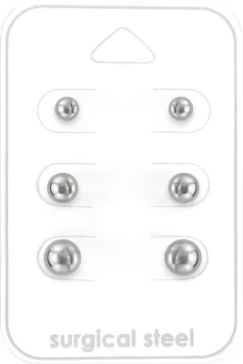 Produktbild von Ohrstecker Set 316L Chirurgenstahl mit Kugeln 4-5-6 mm