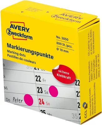 Produktbild von Markierungspunkte auf Rolle 10mm magenta 800 Stück Packung mit 10 Stück