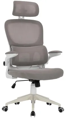 Produktbild von Flexibler Bürostuhl in moderner Mesh-Optik ergonomischer Schreibtischstuhl mit Nacken- und Lordosenstütze Gamingstuhl mit atmungsaktiver Netzrückenlehne und Wippfunktion ,Farbe:Weiß/Hellgrau