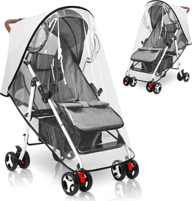 Image de Housse de pluie universelle pour poussettes, protection transparente et imperméable, respirante