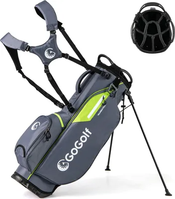 Zdjęcie produktu dla Torba golfowa COSTWAY, torba golfowa z 5 kieszeniami, 8 przegrodami i pokrowcem przeciwdeszczowym, lekka torba golfowa, przenośny piórnik, szara