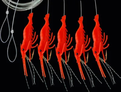 Produktbild von Jenzi Makrelen-Vorfach mit Shrimps und 5 Armen 150cm Rot Orange