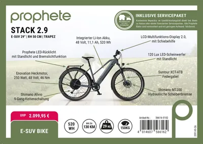 Produktbild von PROPHETE STACK 2.9 E-ATB 29" Limited | Damen E-MTB, enovation 48 V Hinterradmotor, 10 Ah Akku, 9-Gang Shimano Alivio, Suntour XCT Federgabel