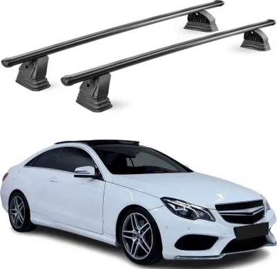 Productafbeelding van Stalen dakdragers voor Mercedes E-klasse Coupé C207 (2010-2016), 75 kg draagvermogen, 2 stuks, zwart