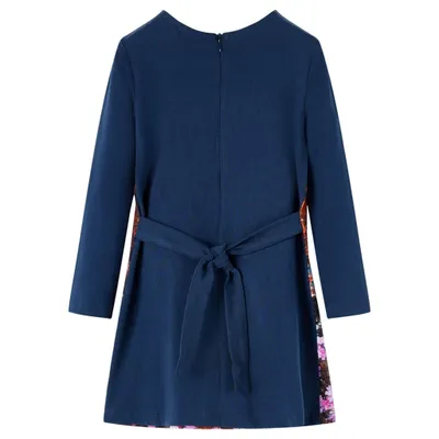 Image de vidaXL Robe à manches longues pour enfants bleu marine 116