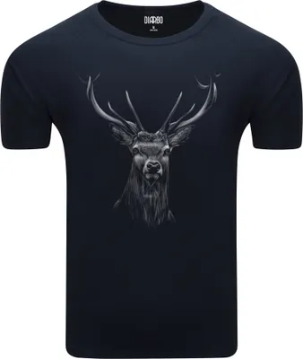 Produktbild von Diarbo Herren T-Shirt mit Aufdruck Wildtierporträts Hirschkopf Dunkelblau Gr.XXL