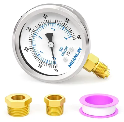 Obrázek produktu pro Elzusha – Manometr pro měření tlaku, rozsah 0-4 bar / 0-60 PSI, připojení 1/4" BSP