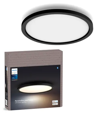 Produktbild von Philips Hue Aurelle Runde Panelleuchte, Bluetooth/Zigbee, Schwarz, LED, Aluminium, 2200 K, 6500 K