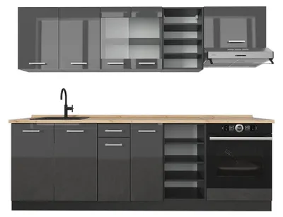 Obrázek produktu pro Kuchyňský kout Vicco R-Line Antracit vysoký lesk/antracit 240 cm , PD Dub, Model 54011