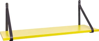 Produktbild von ABRATO® Wandregal Zitronengras 100x25x1,8 cm Schweberegal mit Ledergurten Aufhängung Schwarz