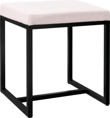 Produktbild von CLP Sitzhocker Barci mit Polsterung und schwarzem Eisengestell creme Material Stoff