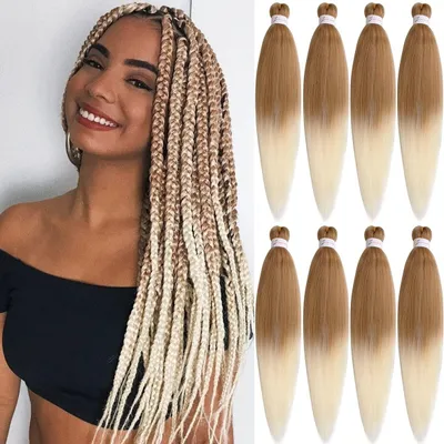 Imagen del producto de 8 paquetes de extensiones de cabello trenzado, preestiradas, de 20 pulgadas
