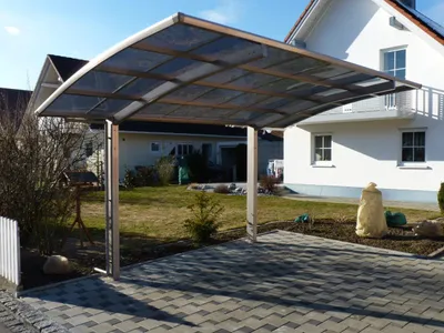 Produktbild von Aluminium Carport Einzelcarport Terrassenüberdachung XIMAX Portoforte Typ 80 4954x2704 mm Edelstahl-Look