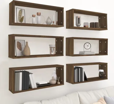 Immagine prodotto di The Living Store Mensole a cubo 6 pz. Rovere marrone 60x15x23 cm Materiale a base di legno