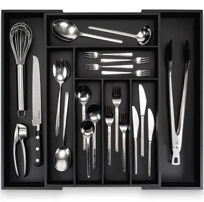 Image de Organisateur de couverts en bambou - Réglable et extensible