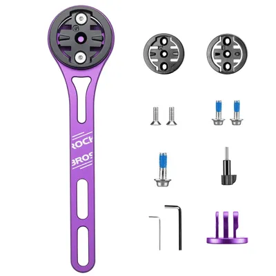Produktbild von ROCKBROS Fahrradcomputer Halterung Alu mit Schnellverschluss Lenkerverlängerungshalterung für Garmin, Wahoo, Bryton und Fahrradlichtern, Lila