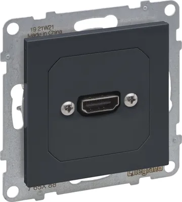Produktbild von Legrand SEANO HDMI 1.3 Anschlusseinheit vorverdrahtet, Einsatz inklusive Abdeckung, Kabel 15cm, Anthrazit, 765488