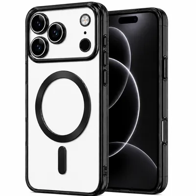 Produktbild von Magnet Handy Hülle passend für Apple IPhone 18 Pro | Schutzhülle mit Kameraschutz Tasche Schutz Case | kompatibel mit Magsafe | TPU Silikon Schwarz, KI-generiertes Bild