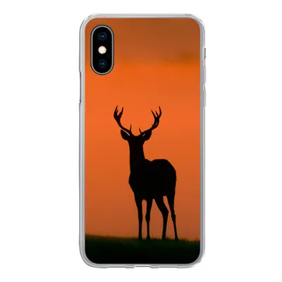 Produktbild von MuchoWow® Handyhülle Schutzhülle Hülle für iPhone X Hirsch - Scherenschnitt - Nebel Silikon Softcase Handy Hülle - Handyhülle