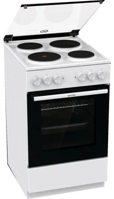 Obrázok produktu pre Gorenje GE5A41WH, Voľne stojaci sporák, Biela, Otočné, Biela, Utesnená platňa, 4 zone(s)