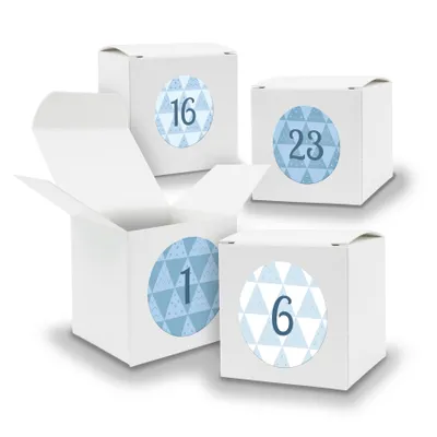 Produktbild von Adventskalender zum Füllen 24x Würfel 6,5cm WEISS + Sticker V04 Z26