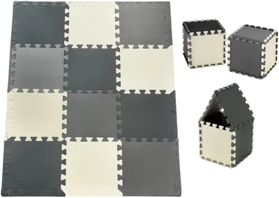 Produktbild von Piankowe puzzle 12szt. - piankowa mata edukacyjna 120 x 90 x 1.2cm z obrzeżem - szara