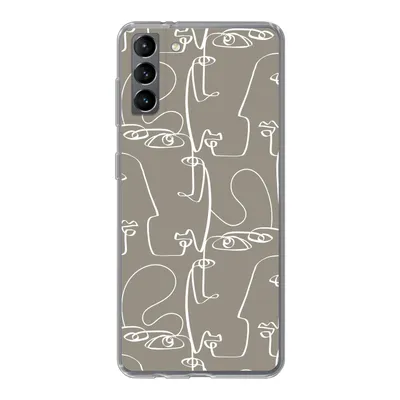 Produktbild von MuchoWow® Handyhülle Schutzhülle Hülle für Samsung Galaxy S21 Plus Muster - Kopf - Strichzeichnung Silikon Softcase Handy Hülle - Handy-Tasche