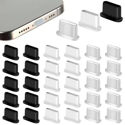 Productafbeelding van 30 stuks USB C stofkappen voor oplaadaansluitingen van smartphones en tablets