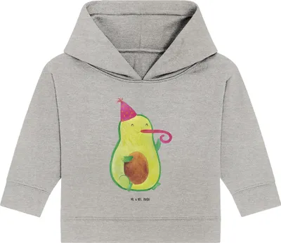 Produktbild von Mr. & Mrs. Panda Organic Baby Hoodie Avocado Geburtstag 24. - 36. Monat - Heather Grey - Geschenk, Kapuzenshirt, Kapuzensweatshirt, Überraschung, Party, Frucht, Feier