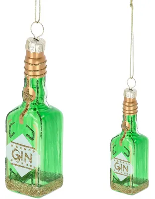 Produktbild von 4 Stück Gin Flaschen 10cm Weihnachtsanhänger Geschenkanhänger Christbaumschmuck