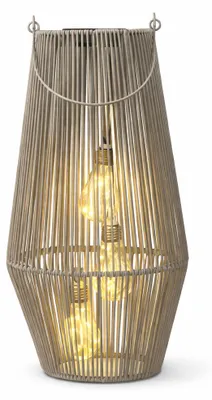 Produktbild von Formano Solarlaterne Außen Garten große Rattan Solar Laterne 3 LED Birnen 55 cm