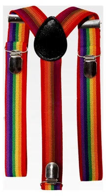 Produktbild von Hosenträger mit Schleife in Regenbogenfarben für Clowns