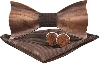 Produktbild von Holzfliege männer holz fliege klassische 3d geprägte hölzerne Fliege Set Plaid Quadrat Schal Manschettenknöpfe Lässige Massivholz Umweltschutz Set