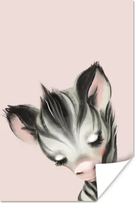 Produktbild von MuchoWow® Poster Zebra - Rosa - Pastell 80x120 cm - Papierdruck