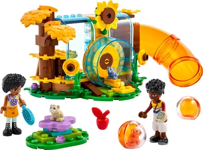 Produktbild von LEGO Friends Hamster-Spielplatz, Kinder-Spielzeug, Set mit 2 Figuren und 3 Tieren, Geschenk für 6-jährige Mädchen und Jungen 42601