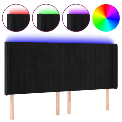 Produktbild von vidaXL LED Kopfteil Schwarz 203x16x118/128 cm Samt