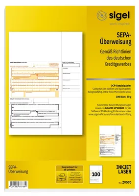 SEPA-Überweisungsformulare A4, 100 Blatt, inkl. Etikettierassistent