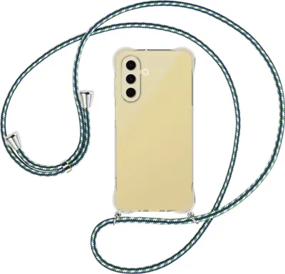 Produktbild von Handykette Backcover-Schutzhülle mit Band (Metall silberfarben) für Samsung Galaxy A26 5G - grün/blau/weiß
