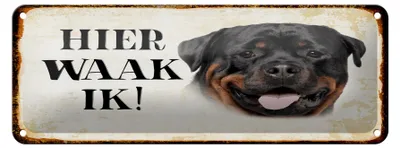 Produktbild von Blechschild Spruch 27x10 cm holländisch Hier Waak ik Rottweiler Dekoration