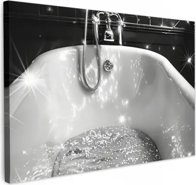Produktbild von Wanddeko 30x20 cm - BadezimmerGlitzer-Badewanne, Leinwand Bilder, Wandbilder, Gemälde