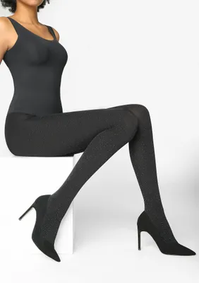 Produktbild von Glitzerstrumpfhose, Shine E57, Strumpfhose, Marilyn, 3/4, Schwarz