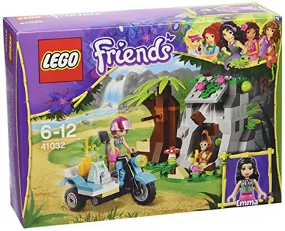 The image shows the front of a LEGO Friends jungle-themed toy box.