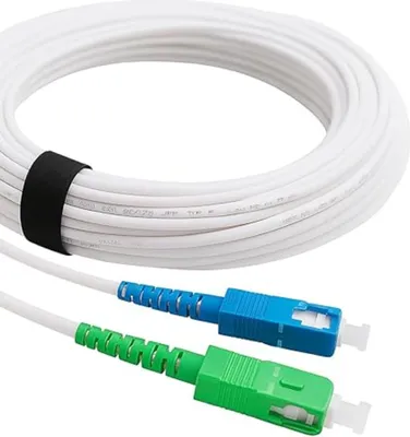 Zdjęcie produktu dla Elfcam - Kabel światłowodowy SC-APC do SC-UPC - 20 m (biały), wysokiej jakości kabel światłowodowy, 9/125 µm jednomodowy, kompatybilny z Freebox Delta, One, V2, Mini, Révolution, Livebox, SFR Box, Bouygues