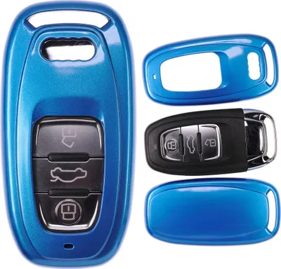 Produktbild von Auto Schlüssel Kunststoff Hülle ABS Plastik Schutz Cover Blau kompatibel mit Audi A5 S5 Q5 A7 A8 A6 S6 A4 S4 KEYLESS SMARTKEY