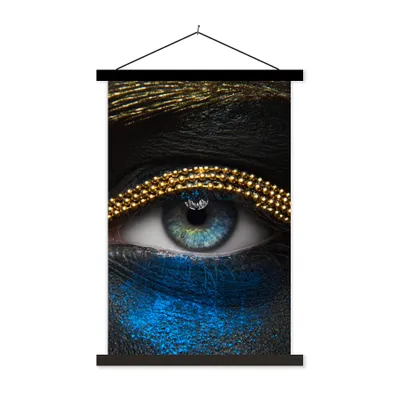 Produktbild von MuchoWow® Textilposter Frau - Augen - Make-up - Luxus - Gold 60x90 cm mit schwarzem Rahmen - Poster Wohnzimmer